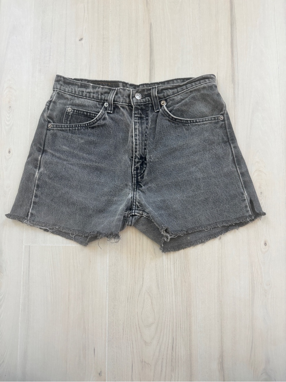 Levi's Washed Charcoal High-Rise Denim Shorts